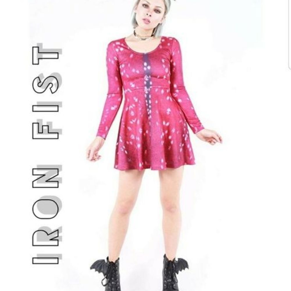 Iron Fist Deerly Pink Long Sleeve Skater Dress